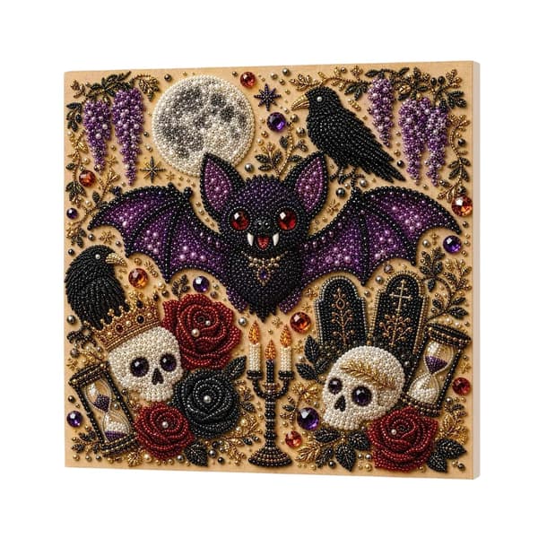 QELDRYX Halloween Spøgelse Perlekunst DIY-sæt til voksne, Flagermus Diamantkunst Sæt DIY Kits -06