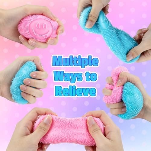 Fuzz Ball Squishy Stressbold, Fuzzball Squishy, Blødt Fidget Legetøj til Angstlindring, Sensorisk Squishy Bold Beroligende Taktilt Greb til Blød Stress Blue