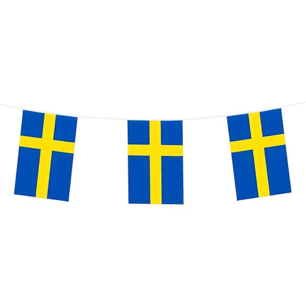 6m - Flagglenke Sverige - Girlander / Flagg - Gul - Blå