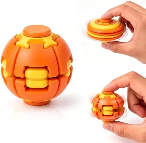 Tryk Spin Fidget Spinner-bold, Tryk & Spin Sensorisk Stressaflastende Fidget Roterende Bold, Bærbar Håndholdt Spinner-bold til Voksne, Kontor Skole Orange