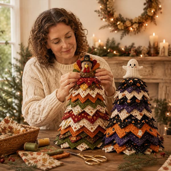 DIY Quiltad Julgranssats, 3D Vadderad Tygsömnad Hantverksset (Pumpa) Pumpkin