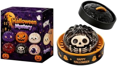 Halloween Spooky Ghost Dumpling Squishies Legetøj, Dumplings Stressbolde til Voksne Fidget Legetøj med Damper, Aflastning Fidget Sensorisk til Helligdage & 13#black