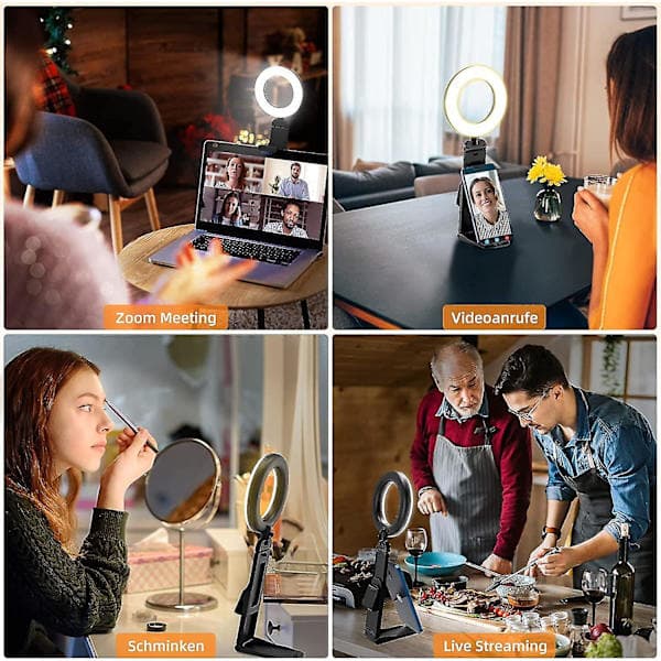 Multifunktionel skrivebordslampe, foldbar videokonferencelampe, fotobelysning, justerbar