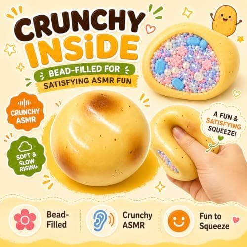 Knapriga potatis-squishy med pärlfyllning, knapriga potatis-squishies Potato