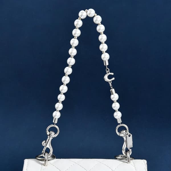 Väskberlock, söta handväskberlocker, väsktillbehörsberlocker, väskkedjor, handväskberlocker Pearl Chain-Silver