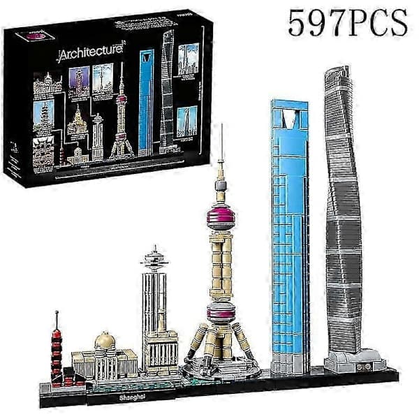 Världsklassisk stad arkitektur skyline samling Shanghai byggklossar montering klassisk modell kit DIY barnklossar leksaker present