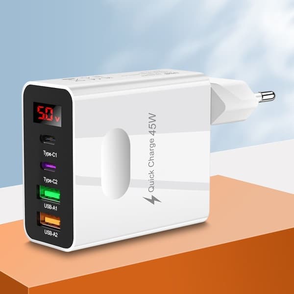 Mobiloplader Multiport Opladningshoved HVID EU-STIK EU-STIK Hvid White