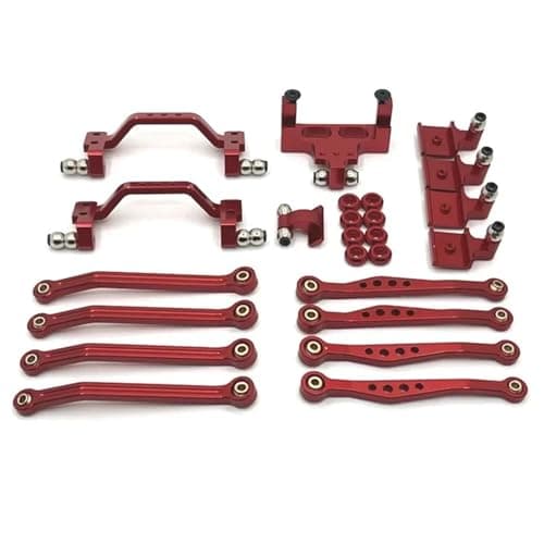 til C64 C64-1 Metal Chassis Link Rod Pull Mount Shock Servo Beslag Sæt 1/16 RC Bil Opgraderingsdele Tilbehør (Rød)