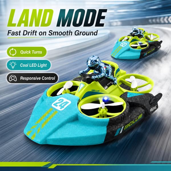 land sea air Drone 3-i-1 RC Hovercraft, blå: 2 batterier blue / 2 battery
