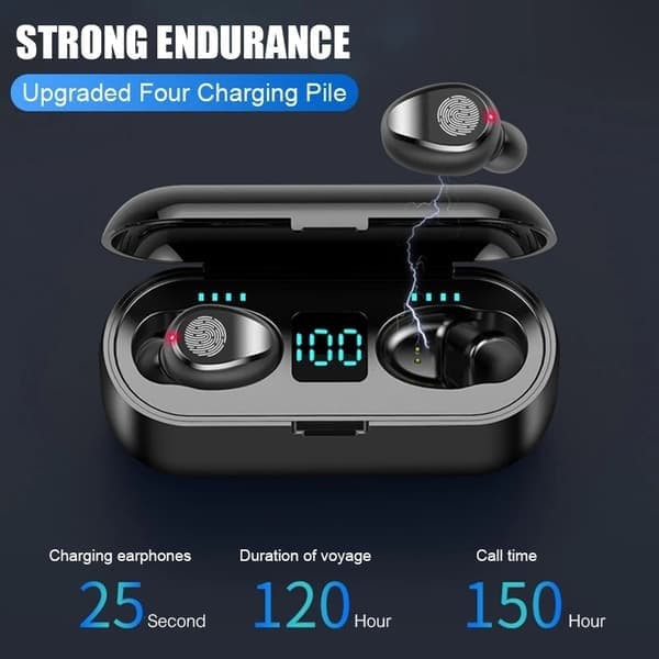 TWS Bluetooth-hörlurar med mikrofon, touchkontroll, trådlösa hörlurar, vit White