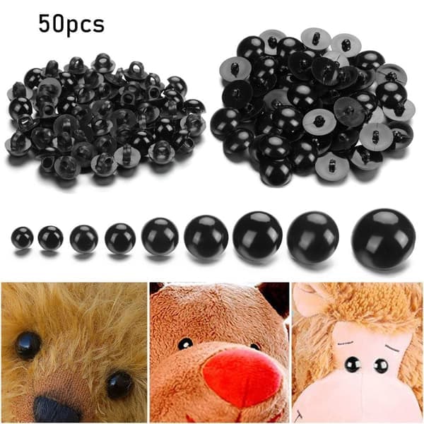 50 stk. sorte sikkerhedsøjne til dukker 18MM 18mm 18mm