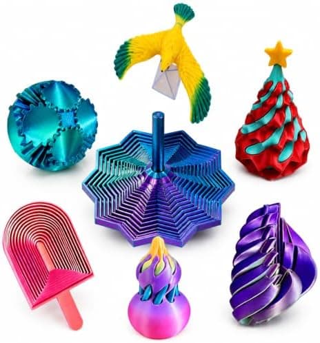 7 st 3D-printade fidget-leksaker, stjärnsprial sensorisk skrivbordsleksak