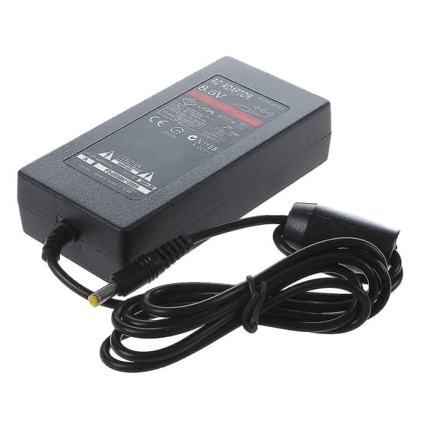 Slank AC-adapterlader for PS2 2 Svart