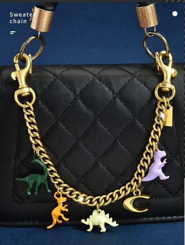 Väskberlocker för handväskor - Söt handväskkedjeberlock - Väskaccessoarer Berlocker för kvinnor C-dinosaur Chain - Gold