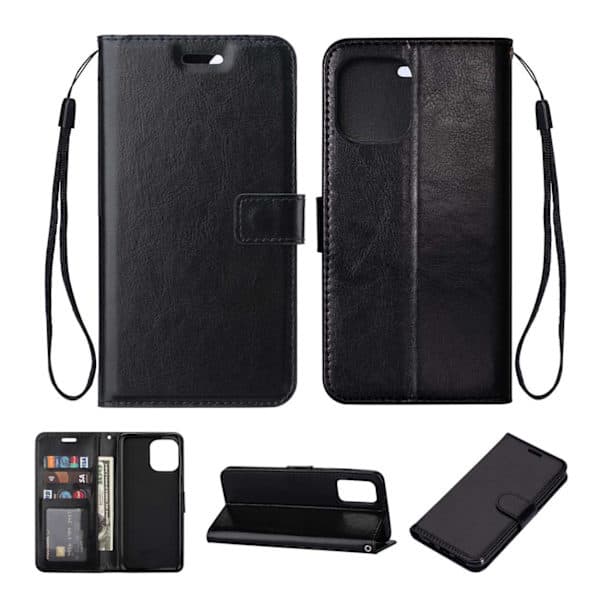 iPhone 13 Mini Pung Etui, Sort Læder