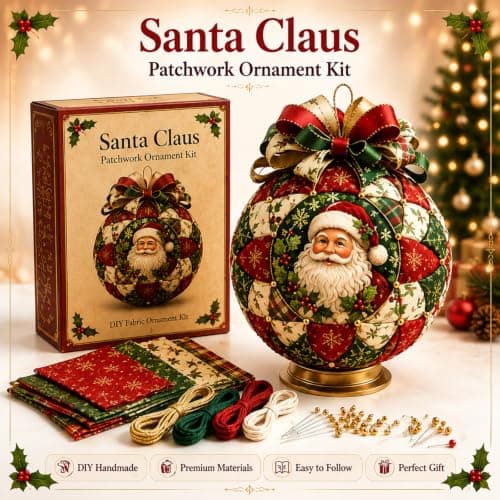 Juleklassikere Patchwork Ornament DIY Kit, Julemanden Patchwork Ornament Kit, DIY Stof Ornament Kit til Juleboligindretning, Nøddeknækker Nutcracker