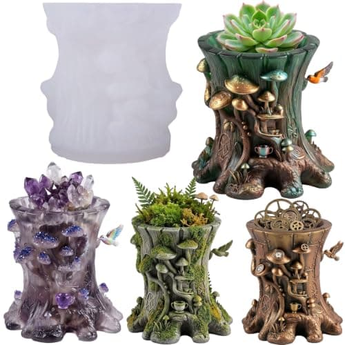 Sopp Trestubbe Silikonform for Epoxyharpiks Støping Håndverk Tree Resin Mold