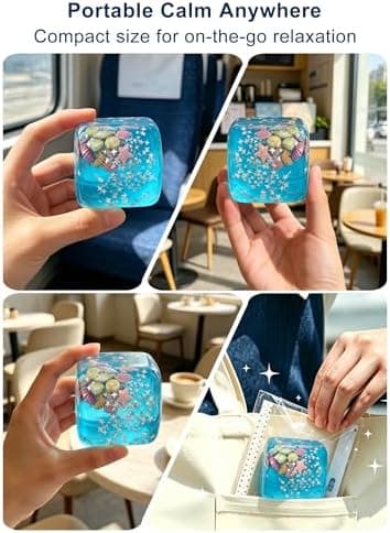 2 STK. Ice Cube Fidget Legetøj med Blå Havskaller, Squishy Sanselegetøj Blue