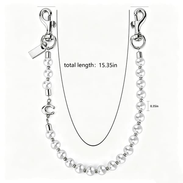 Väskberlock, söta handväskberlocker, väsktillbehörsberlocker, väskkedjor, handväskberlocker Pearl Chain-Silver