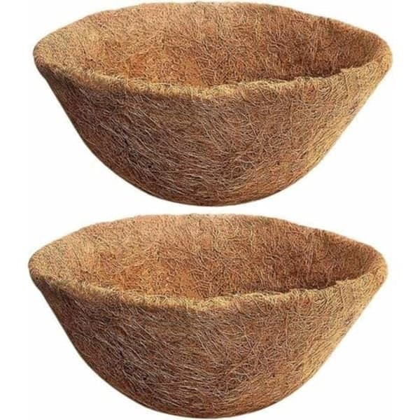 2-pack kokosfiber hängande planteringskorg 35 cm naturlig blomkruksfoder