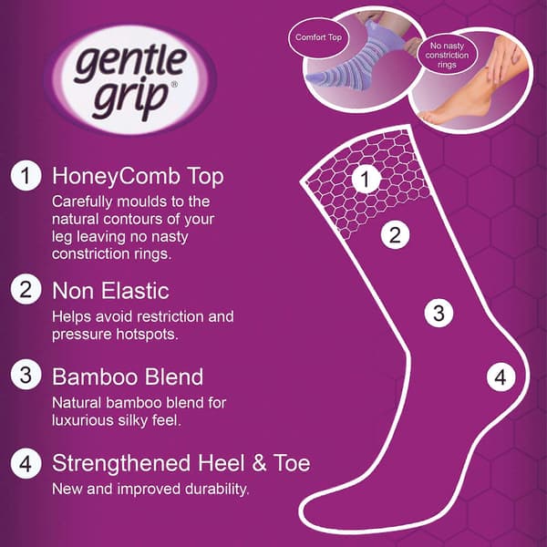 Gentle Grip - 6-pak damestrømper i bambus uden elastik Beige 4-8 UK