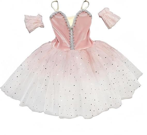Balletskørt til piger, danseskørt, stram balletkjole, pink, størrelse 130 pink 130