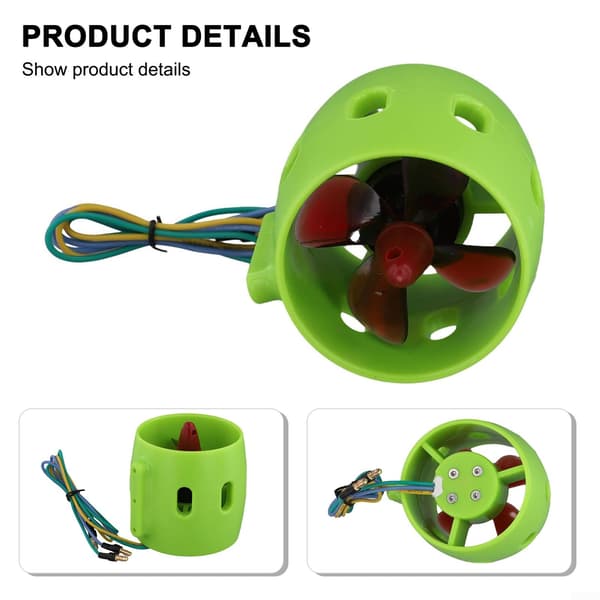 12V-24V Undervanns Thruster Motor 4-blads Propell (mot klokken) Counterclockwise