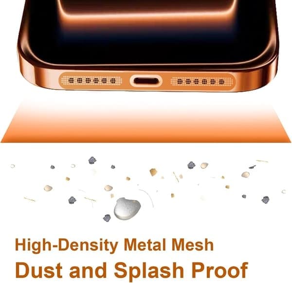 10 kpl USB-C-pölysuojia, kaiuttimien pölyverkolla iPhone 17 Prolle, oranssi