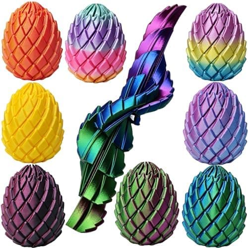 Twisty Fidget Egg, 3D-printat halt äggfidget, påskdrakägg, påskkorgsfyllare, stresslindrande skrivbordsfidgetleksak för 8 Pcs S