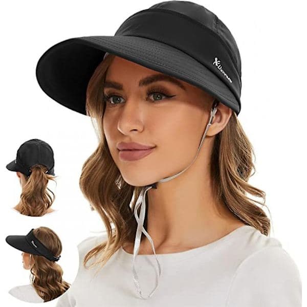 Solhatt Dam UV-skydd Bred brätte 2-i-1 Avtagbart visir Packbar Sommar Strand Golf Solkeps