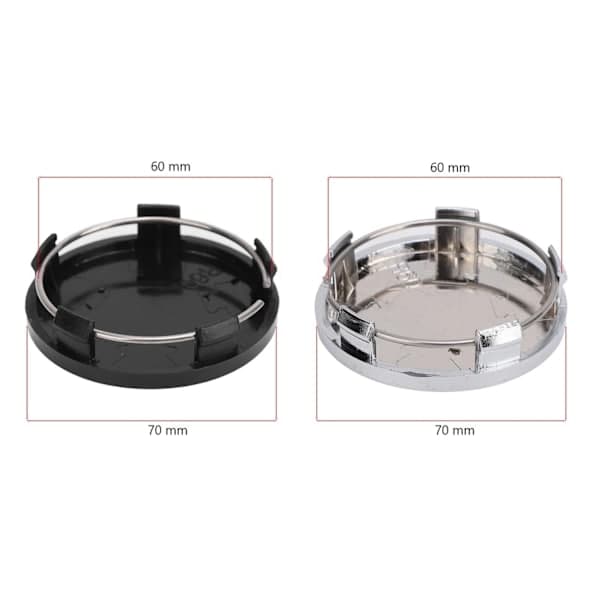 Senterkopper / Bilmerker for hjulnav - 4-pakning 70 mm (sølv) 70mm (Silver)