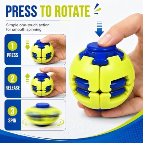 Tryck för att snurra sensorisk fidgetboll, 3D ergonomisk sfärisk stressleksak