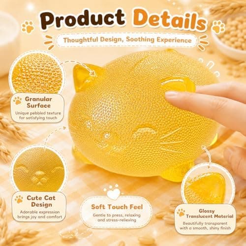 Kule katte-squishy-fidget-leker, gul Taba squishy katte-klemmeleke Yellow