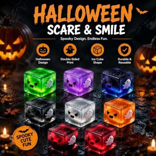 Halloween Squishy Cube, Glitter Spøgelse Fidget Legetøj, 2,17 Tommer E