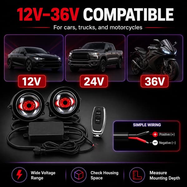 Dæmonøjne overlevelsessæt, dynamiske dæmonøjne billygter (6 tilstande-1 stk) 6 Modes-1PC