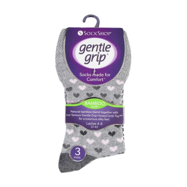 Gentle Grip - 6-pack damstrumpor i bambu utan resår Grey 4-8 UK