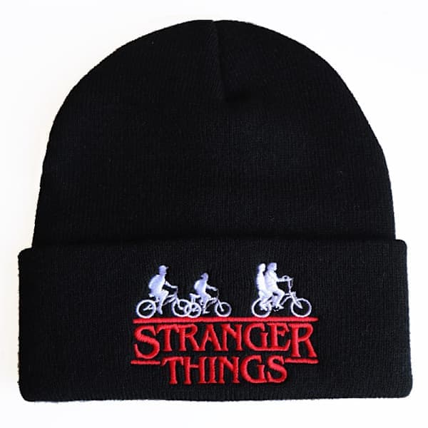 Stranger Things: Alfabet brodert strikket lue, strikket lue, luer, hettehatt grå tredimensjonal, grå tredimensjonal Grey three-dimensional