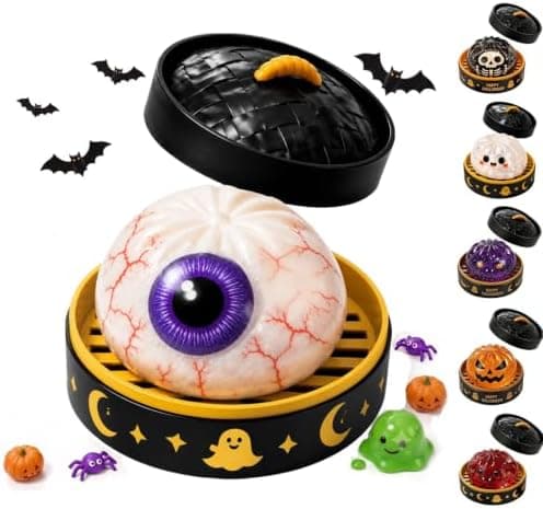 Halloween Spooky Ghost Dumpling Squishies Legetøj, Dumplings Stressbolde til Voksne Fidget Legetøj med Damper, Aflastning Fidget Sensorisk til Helligdage & 14#beige