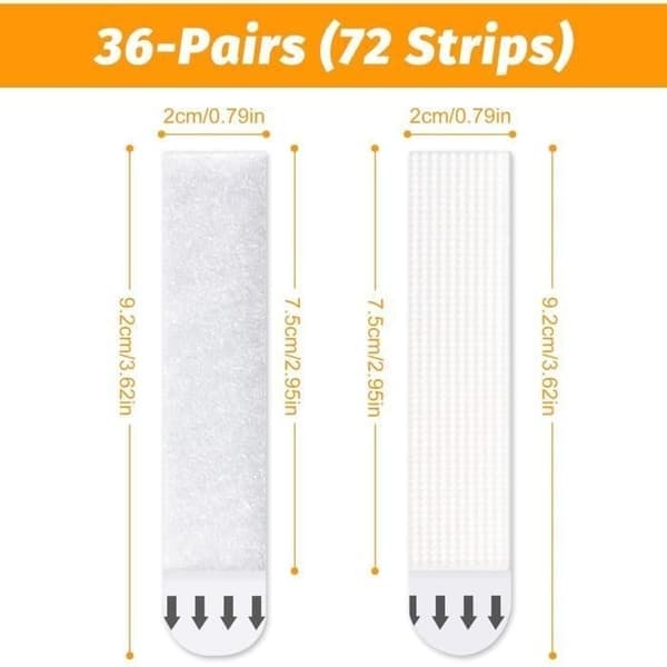 36 par (72 striper) bildeopphengstriper, bildeoppheng uten boring, veggmontering uten boring, for bilderammer