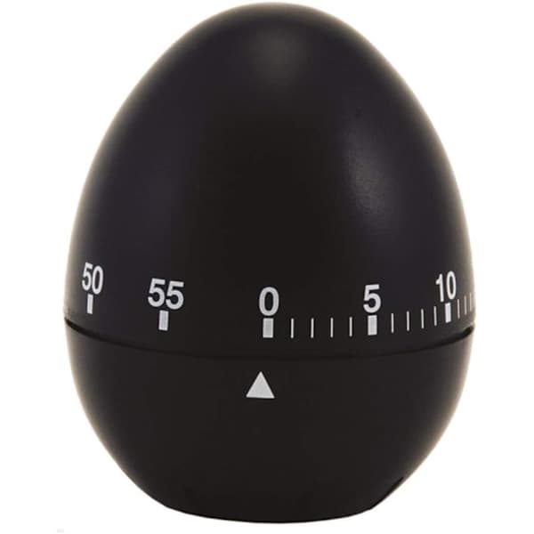 Svart eggformet mekanisk kjøkkentimer