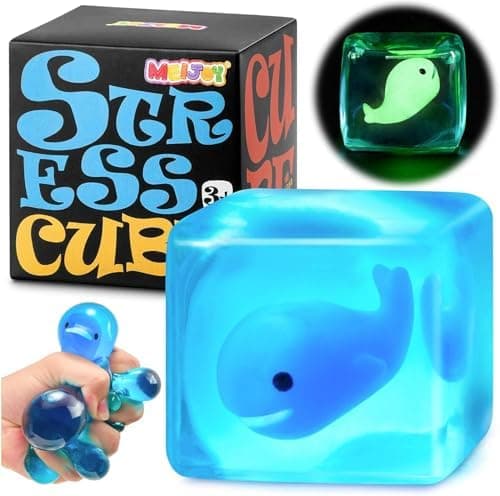 Squishy Fidget Leksaker Stresskub - Klämleksaker Stressbollar för Vuxna Långsamt Stigande Squishies Glöd i Mörkret Socker Sensoriska Leksaker för Barn med Whale