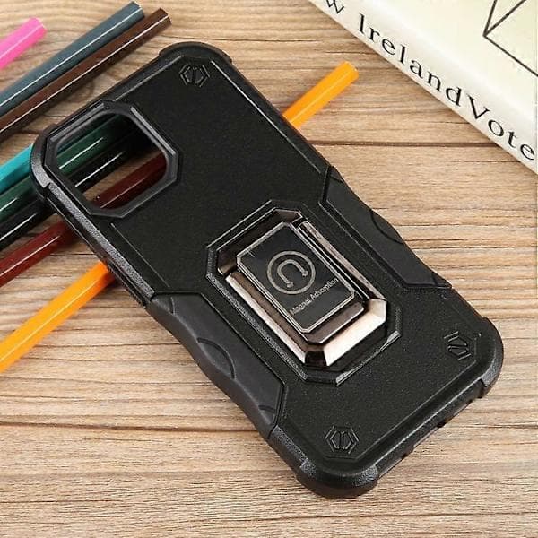 For iPhone 15 Pro Ringholder Sklisikkert Støtsikkert Rustningsdeksel