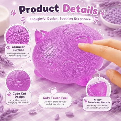 Taba Kat Squishy Fidget Legetøj, Lilla Langsomt Stigende Squishy Klemmelegetøj Purple