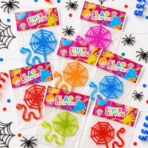 Bulk Spindelnätsklibbiga händer, 60 st Halloweenleksaker Presenter Priser för barn Spider Web 60