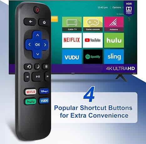 Fjernkontroll for Hisense-TCL-Onn-Sharp-Philips-Westinghouse-Insignia-Element Roku TV Fjernkontrollerstatning