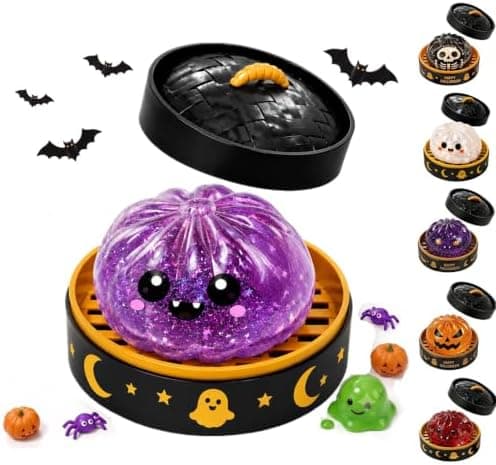 Halloween Spooky Ghost Dumpling Squishies Legetøj, Dumplings Stressbolde til Voksne Fidget Legetøj med Damper, Aflastning Fidget Sensorisk til Helligdage & 115#purple
