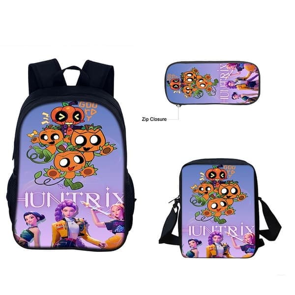 Dandy World -- Gourdy Tryckt Perifer Ryggsäcksset för Grund- och Gymnasieelever (J), 2, 3PC 2 3PC