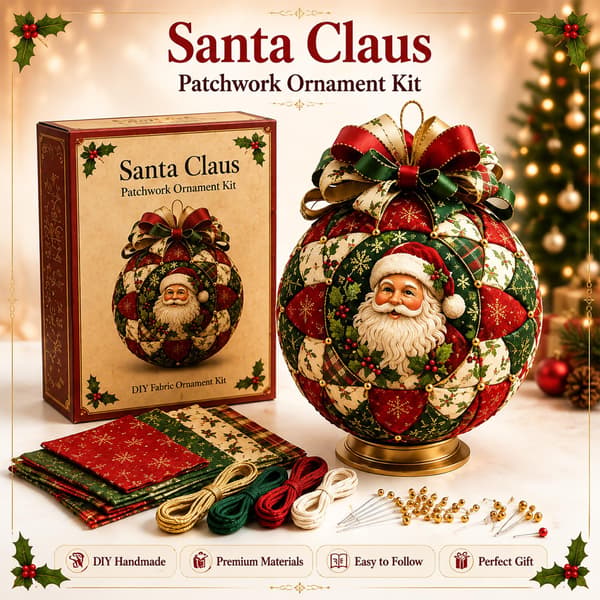 Juleklassikere Patchwork Ornament DIY Kit, Julemanden Patchwork Ornament Kit, DIY Stof Ornament Kit til Juleboligindretning, Nøddeknækker Nutcracker