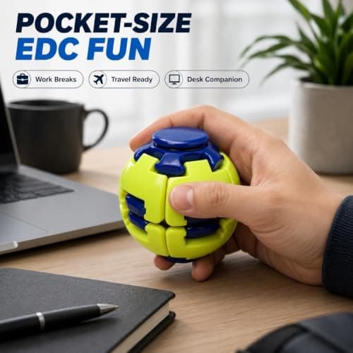 Tryck för att snurra sensorisk fidgetboll, 3D ergonomisk sfärisk stressleksak
