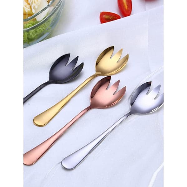 2-pack Salladsgaffel & Sked Set Rostfritt Stål Frukt Sked Bestick